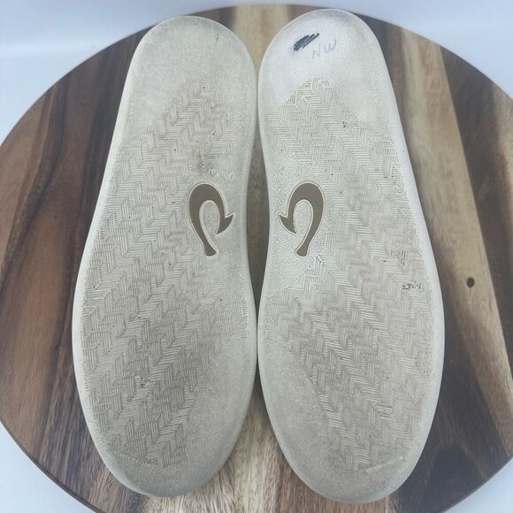 OluKai Punini Men's 10 (EU 43) Beige White Suede Lace Up Athletic Sneakers Shoes - Picture 5 of 9